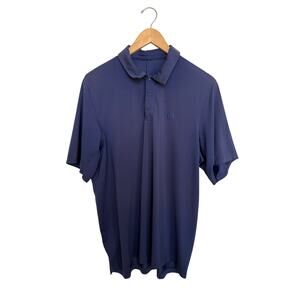 Lululemon Short Sleeve Logo Sport Polo Men’s M Night Sea Blue Snap Performance